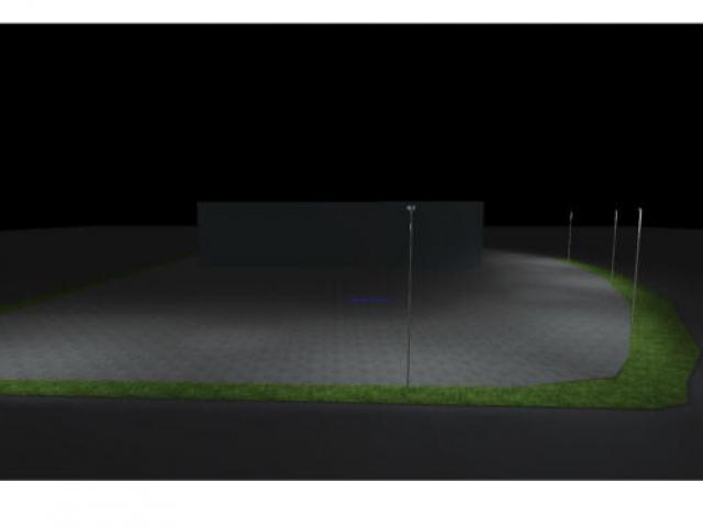 Installation d'éclairage led sur Mat pour un parc de voiture à Bréhal