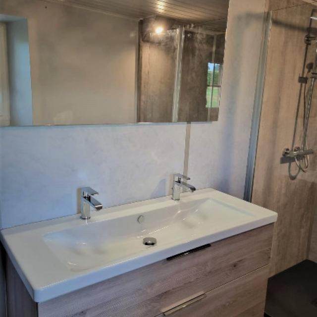 Rénovation d'une salle de douche associant caractère et modernité 